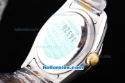 Rolex Datejust New Model Oyster Perpetual Two Tone with Gold Bezel and Black Rolex Logo Dial