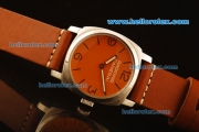 Panerai Radiomir Vintage 6154 Swiss ETA 6497 Manual Winding Steel Case with Orange Dial and Orange Leather Strap