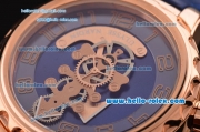 Ulysse Nardin Freak Asia ST18-CHG Automatic Rose Gold Case with Blue Leather Strap Blue Dial Numeral Markers