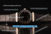 Hublot Classic Fusion 9015 Auto Steel Case with Black Dial and Black Leather Strap Stick Markers