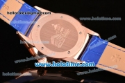 Vacheron Constantin Patrimony Miyota Quartz Rose Gold Case with Blue Leather Strap and Blue Dial