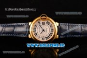 Cartier Ballon Bleu De Medium Asia 4813 Automatic Yellow Gold Case with Silver Dial and Roman Numeral Markers (GF)