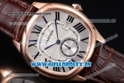 Cartier Drive de Cartier Asia ST16 Automatic Rose Gold Case with Silver Dial Roman Numeral Markers and Brown Leather Strap