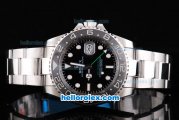 Rolex GMT-Master Oyster Perpetual Swiss ETA 2836 Automatic Movement Ceramic Bezel with Black Dial and White Markers-SS Strap