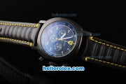 Ferrari Chronograph Quartz Movement PVD Case with Yellow Dial and White Marker-Black Leather Strap