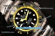 Rolex Sea-Dweller Deepsea Asia 2813 Automatic PVD Case/Strap with Black Dial and Yellow Diver Index