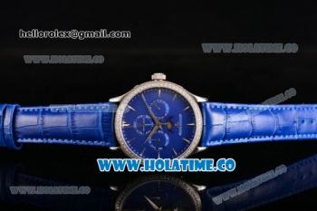 Jaeger-LECoultre Master Perpetual Calendar Asia Automatic Steel Case with Blue Dial Diamonds Bezel and Stick Markers