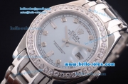 Rolex Day-Date Oyster Perpetual Chronometer Automatic with Light Blue Dial and Diamond Bezel-Diamond Marking-Small Calendar