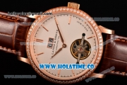 A.Lange&Sohne Saxonia Tourbillon Asia Automatic Rose Gold Case with White Dial Brown Leather Strap and Diamonds Bezel