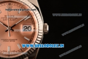 Rolex Datejust Clone Rolex 3135 Automatic Steel Case Orange Dial With Stick Markers Steel Bracelet- 1:1 Original(AR)