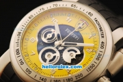 Ferrari Chronograph Quartz Movement Steel Case with Yellow/Black Dial and Black Rubber Strap-7750 Coating Case