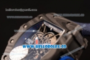 Richard Mille RM 055 Miyota 9015 Automatic Carbon Fiber Case with Skeleton Dial and Blue Nylon/Leather Strap