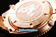 Omega Seamaster Swiss Valjoux 7750 Chronograph Movement Full Rose Gold Case/Strap with Black Dial and Stick Hour Marker