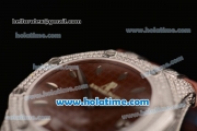 Audemars Piguet Royal Oak Ladies Swiss Quartz Steel/Diamond Case with Brown Rubber Bracelet and Brown Dial - 1:1 Original