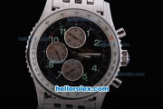 Breitling Navitimer Automatic Movement with Black Dial and Green Numeral Marker-SS Strap