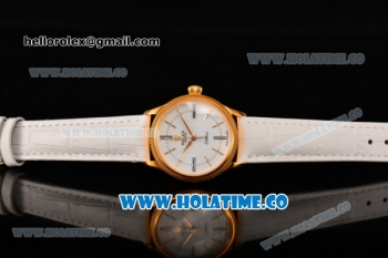 Rolex Cellini Time Asia 2813 Automatic Yellow Gold Case White Dial White Leather Strap and Stick/Roman Numeral Markers