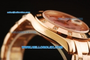 Rolex Day Date Automatic Rose Glod Case with Diamond Bezel Pink MOP Dial and Diamond Markers-Rose Gold Strap