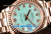 Rolex Datejust Swiss ETA 2671 Automatic Rose Gold Case with Diamonds Markers Green Dial and Rose Gold Bracelet (BP)