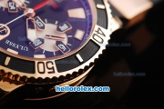 Ulysse Nardin Marine Swiss Valjoux 7750 Automatic Movement Rose Gold Case with Black Dial-Rubber Strap