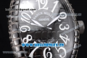 Franck Muller Black Croco Asia Automatic PVD Case with Black Dial and Arabic Numeral Markers Black Leather Strap