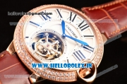 Cartier Ballon Bleu Tourbillon Seagull ST80 Tourbillon Manual Winding Rose Gold Case with White Dial and Diamonds Bezel