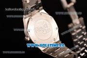 Audemars Piguet Royal Oak 33MM Miyota Quartz Steel Case/Bracelet with Black Dial Stick Markers and Diamonds Bezel (EF)