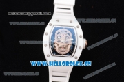 Richard Mille RM052 Miyota 9015 Automatic Rose Gold Case with White Rubber Strap and Skull Dial Dot Markers