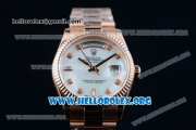 Rolex Day-Date Swiss ETA 2836 Automatic Rose Gold Case with White Dial Diamonds Markers and Rose Gold Bracelet (BP)