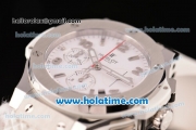 Hublot Big Bang Clone HUB4100 Automatic Steel Case with White Rubber Strap and White Dial - 1:1 Original (TW)