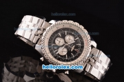 Breitling for Bentley Motors Quartz Chronograph Movement Full Steel with Black Dial and Silver Stick Marker