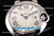 Cartier Ballon Bleu De Small Swiss ETA Quartz Steel Case with Silver Dial and Roman Numeral Markers (JF)