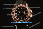 Rolex Yacht-Master 40 Asia 2813 Auto/Swiss ETA 2836/Clone Rolex 3135 Automatic Steel Case with Black Dial Colorful Sapphire Bezel and Black Rubber Strap (BP)