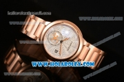 Cartier Rotonde De Miyota Quartz Rose Gold Case/Bracelet with Silver Dial