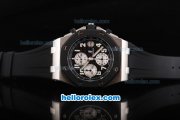 Audemars Piguet Royal Oak Offshore Chronograph Swiss Valjoux 7750 Movement Black Dial with White Numeral Marker and Black Bezel-Black Rubber Strap