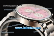 IWC Portuguese Chrono Miyota Quartz Full Steel with Pink Dial and Arabic Numeral Markers