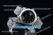 Rolex Datejust II Swiss ETA 2836 Automatic Steel Case with Black Dial Diamonds Markers and Stainless Steel Bracelet (BP)