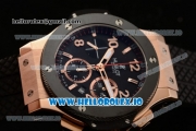 Hublot Big Bang Evolution Chrono Swiss Valjoux 7750 Automatic Rose Gold/PVD Case Black Dial With Stick/Arabic Numeral Markers Black Rubber Strap