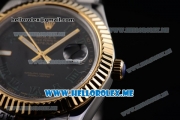 Rolex Day-Date II Asia Automatic Two Tone Case/Bracelet with Roman Numeral Markers and Black Dial