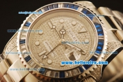 Rolex GMT Master II Swiss ETA 2836 Automatic Full Steel with Blue and White Diamond Bezel-Diamond Dial