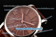 Cartier Rotonde Asia ST17 Automatic Steel Case with Black Leather Strap and Brown Dial