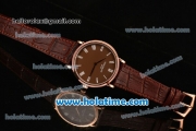 Patek Philippe Calatrava Miyota OS2035 Quartz Rose Gold Case with White Roman Numeral Markers and Brown Dial