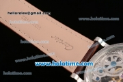 Cartier Rotonde De Swiss Manual Winding Steel Case with Brown Leather Bracelet and Skeleton Dial