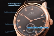 IWC Portuguese Swiss ETA 2836 Automartic Rose Gold Case with Black Dial and Numeral Markers