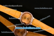 Cartier Ballon Bleu Swiss Quartz Rose Gold Case with Yellow Leather Strap Diamond Bezel and Yellow Dial