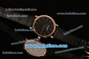 Patek Philippe Calatrava Miyota OS2035 Quartz Rose Gold Case with Black Dial and Stick Markers