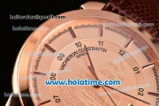 Vacheron Constantin Patrimony Miyota 9015 Automatic Rose Gold Case with Champagne Dial and Brown Leather Strap