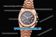 Audemars Piguet Royal Oak Offshore Seiko VK67 Quartz Rose Gold Case/Bracelet with Black Dial and Arabic Numeral Markers