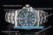 Rolex Submariner Swiss ETA 2836 Automatic Stainless Steel Case/Bracelet with Green Dial Dot Markers - 1:1 (J12)