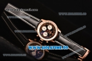 Breitling Navitimer 01 Chrono Swiss Valjoux 7750 Automatic Rose Gold Case with Black Dial Black Leather Strap and Stick Markers - 1:1 Original (JF)