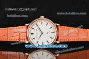 Patek Philippe Calatrava Miyota Quartz Rose Gold Case with Stick Markers and White Dial